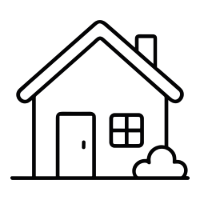 Small black line clipart of the outside of a house